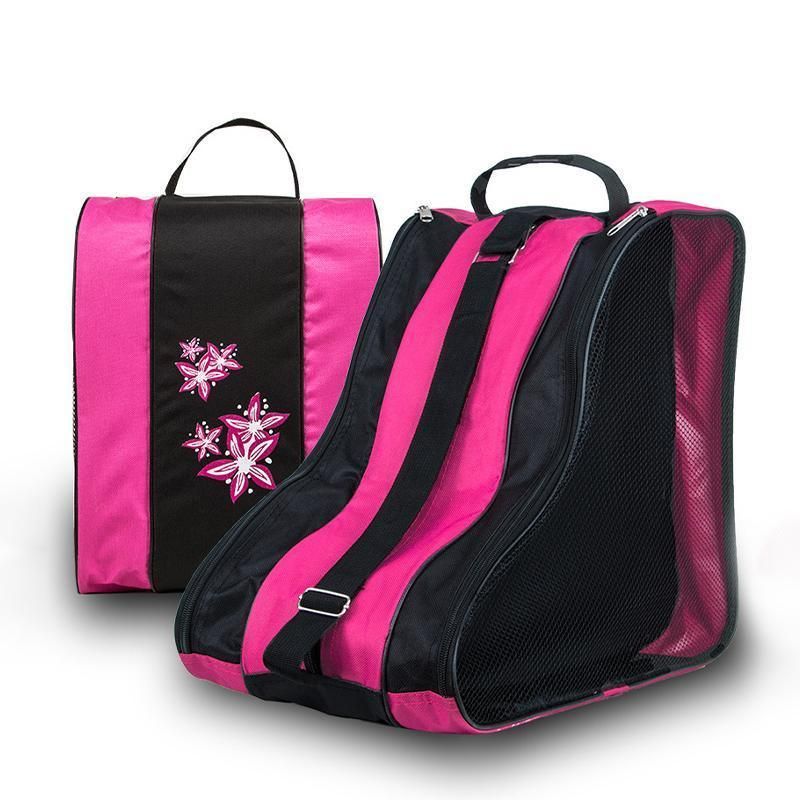 Rollerblading Ice Skate Carry Bag with Adjustable Shoulder Strap for All Ages - Pink